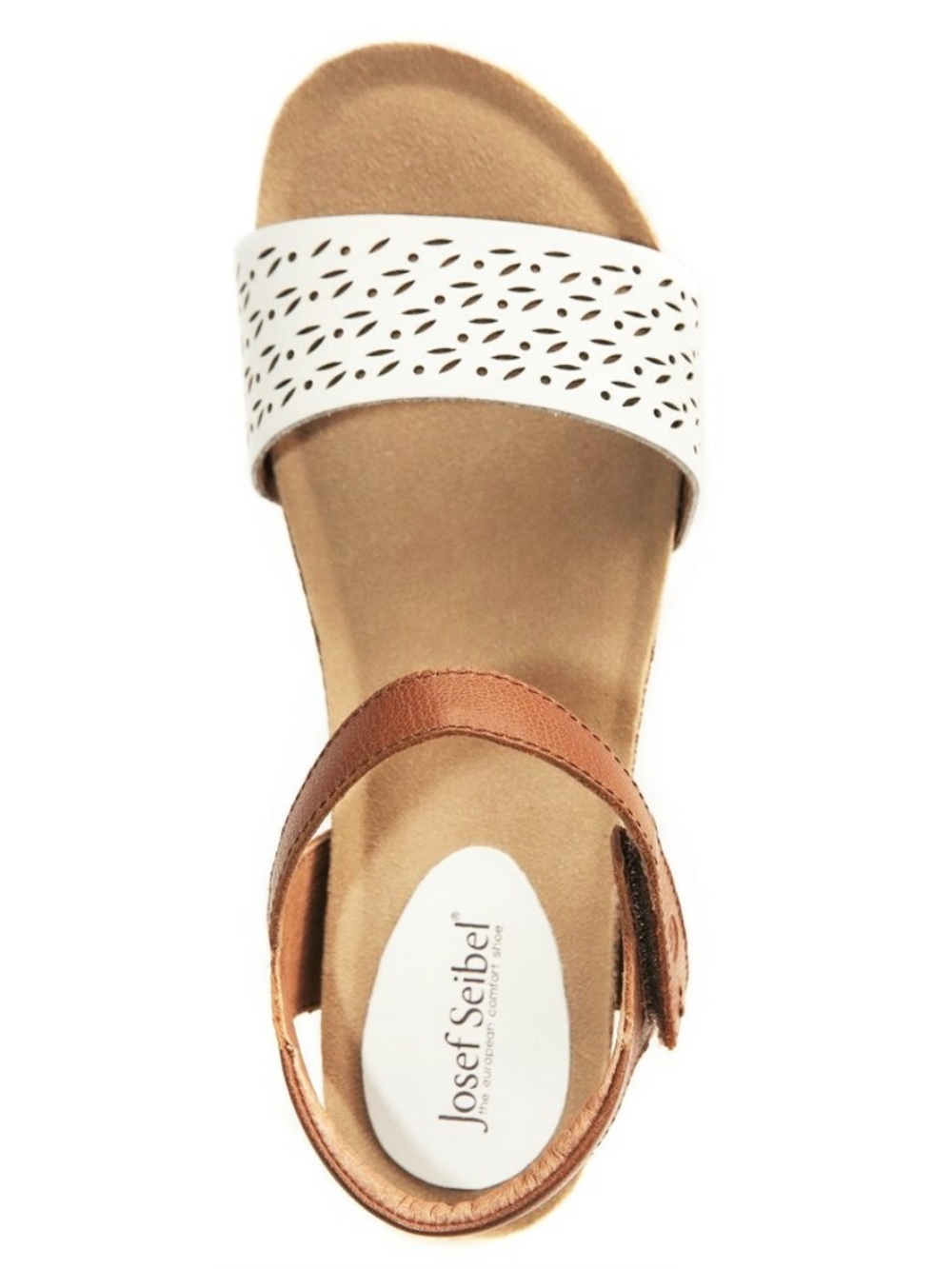 Josef Seibel White and Brown Perforated Slide Sandals like new size 38 / 7.5 - Picture 10 of 10